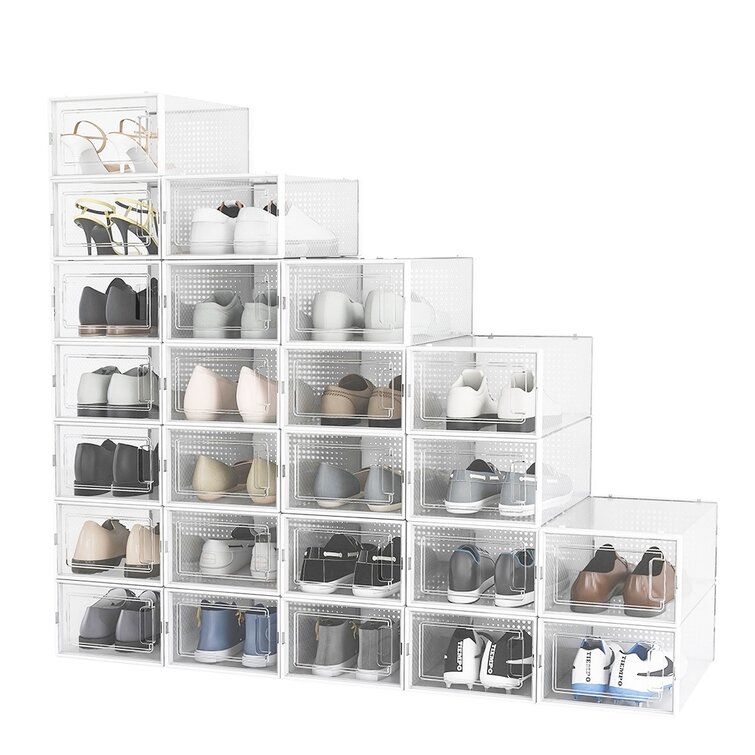 Plastic stackable discount shoe storage boxes